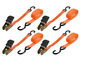 Six sangles d'arrimage orange avec crochets