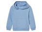 Un sweat à capuche bleu clair avec une poche.