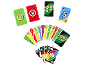 Jeu de cartes coloré avec des cartes numérotées, des cartes d'action et des cartes spéciales.