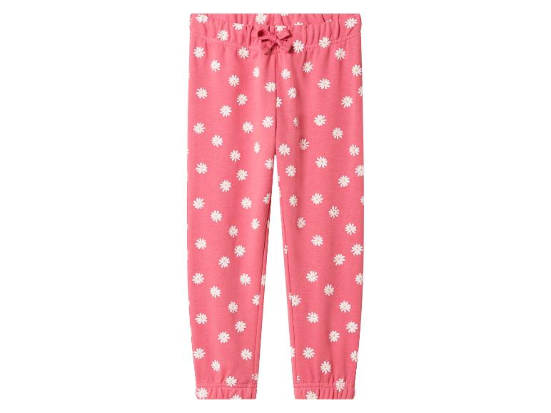 Pantalon de jogging rose pour enfants avec des marguerites blanches et un nœud rose