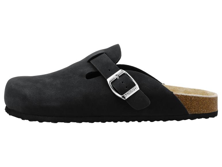 Sabot en daim noir avec boucle Esmara et semelle en liège