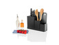 Organisateur de cuisine avec bloc à couteaux, spatules et planche à découper.