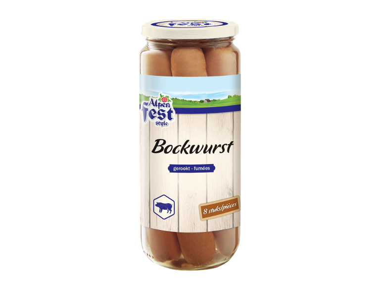 Bocal de 8 saucisses Bockwurst fumées.