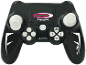 Manette sans fil noire pour jouets avec boutons et joysticks blancs.