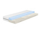 Une coupe transversale d'un matelas avec des couches de mousse et des ouvertures de ventilation.