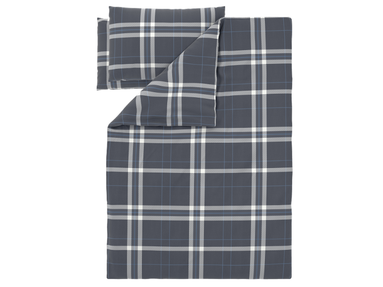 Parure de lit à carreaux gris avec housse de couette et taies d'oreiller