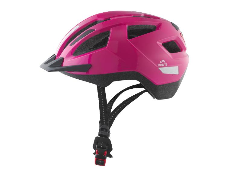 Casque de vélo rose pour enfant avec visière noire et sangles réglables