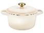 Cocotte en fonte émaillée crème avec couvercle et bouton doré
