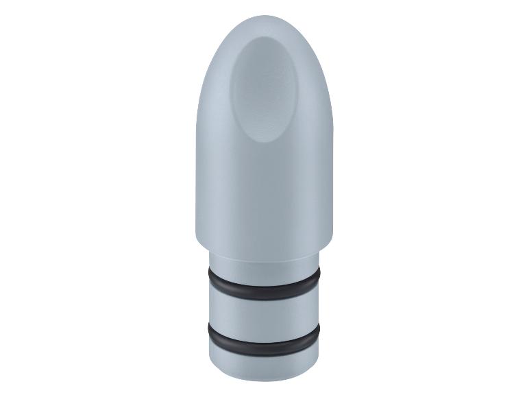 Embout gris avec deux joints toriques noirs sur fond blanc.