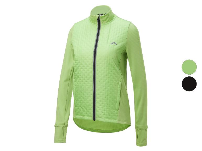 Veste de sport verte zippée avec deux échantillons de couleur.