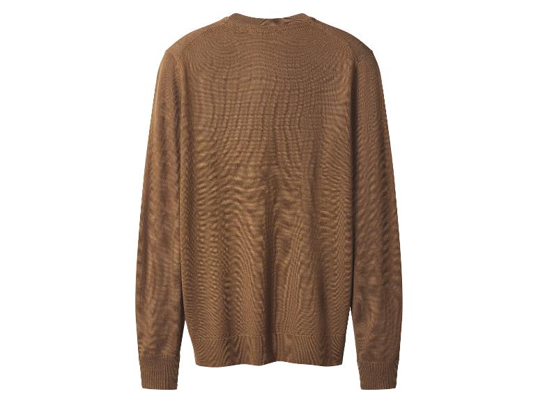 Pull marron en maille fine à manches longues et col rond, vue de dos.