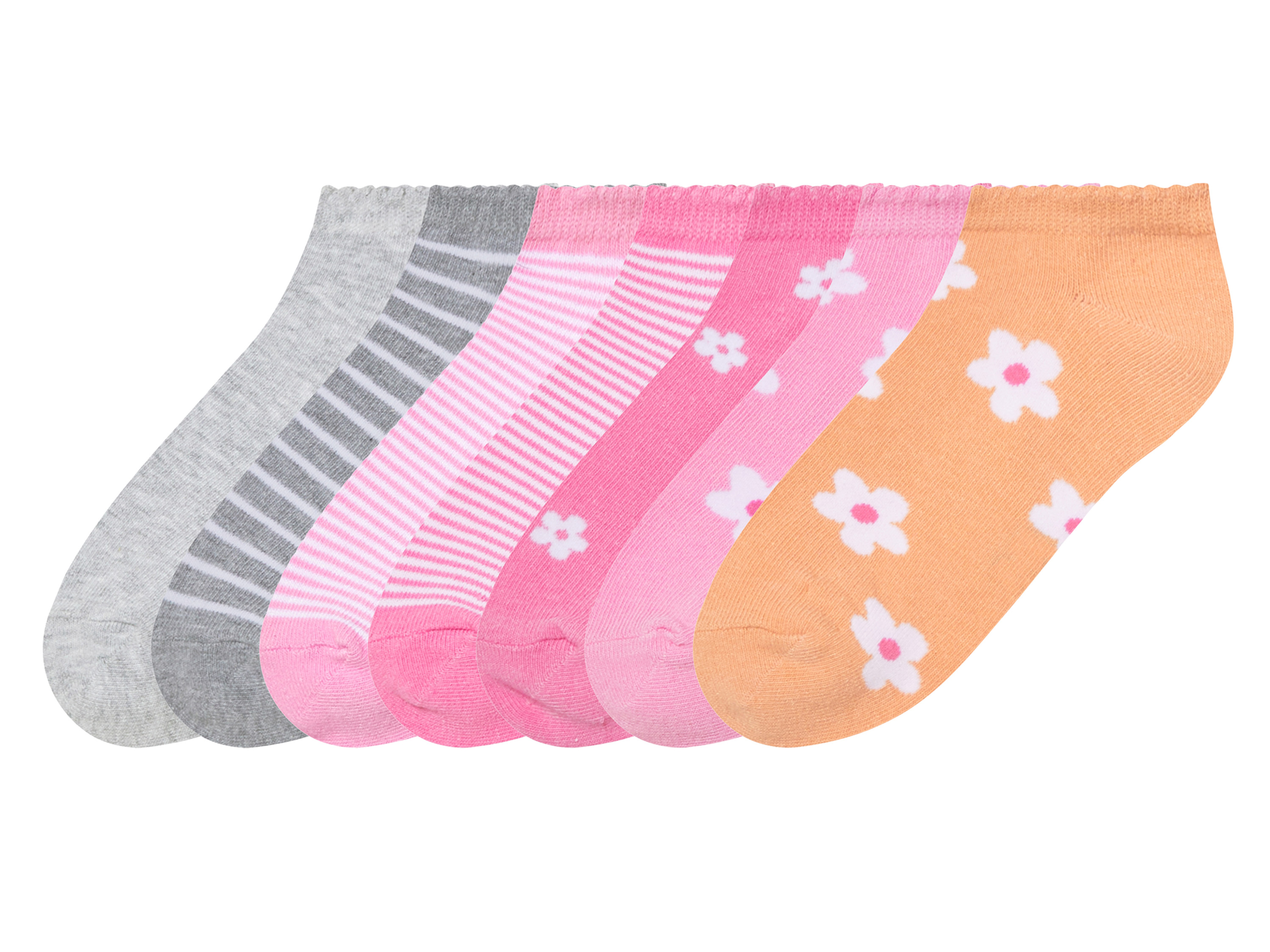 pepperts!® Lot de 7 paires de socquettes fille (rose/orange/gris, 31/34)