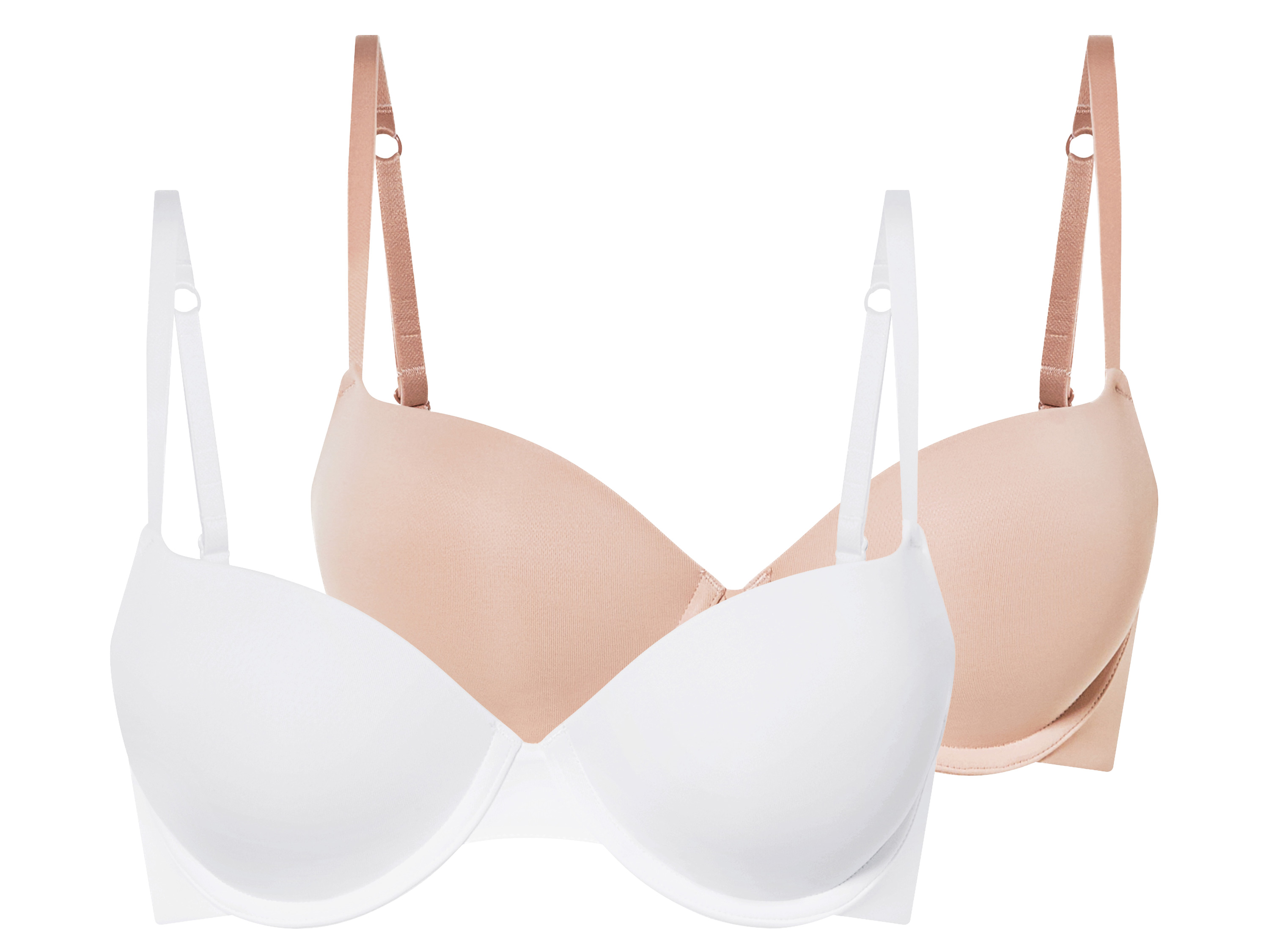 esmara® Lot de 2 Soutiens-gorge push-up femme (beige/blanc, 90 B)