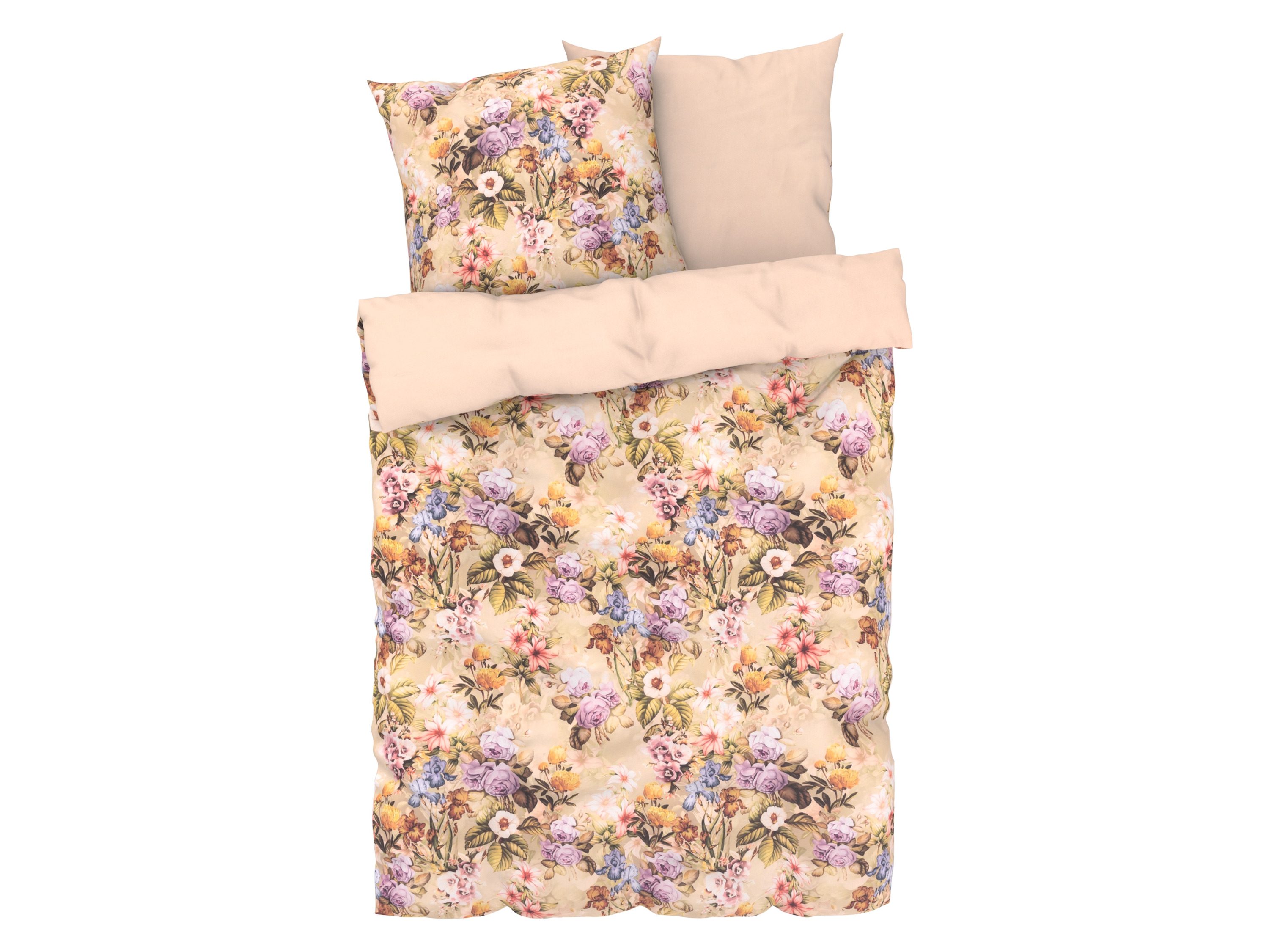 LIVARNO home Parure de lit en satin microfibre, 240 x 220 cm (brun clair)