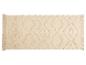 Tapis rectangulaire beige avec motif losanges texturés et franges.