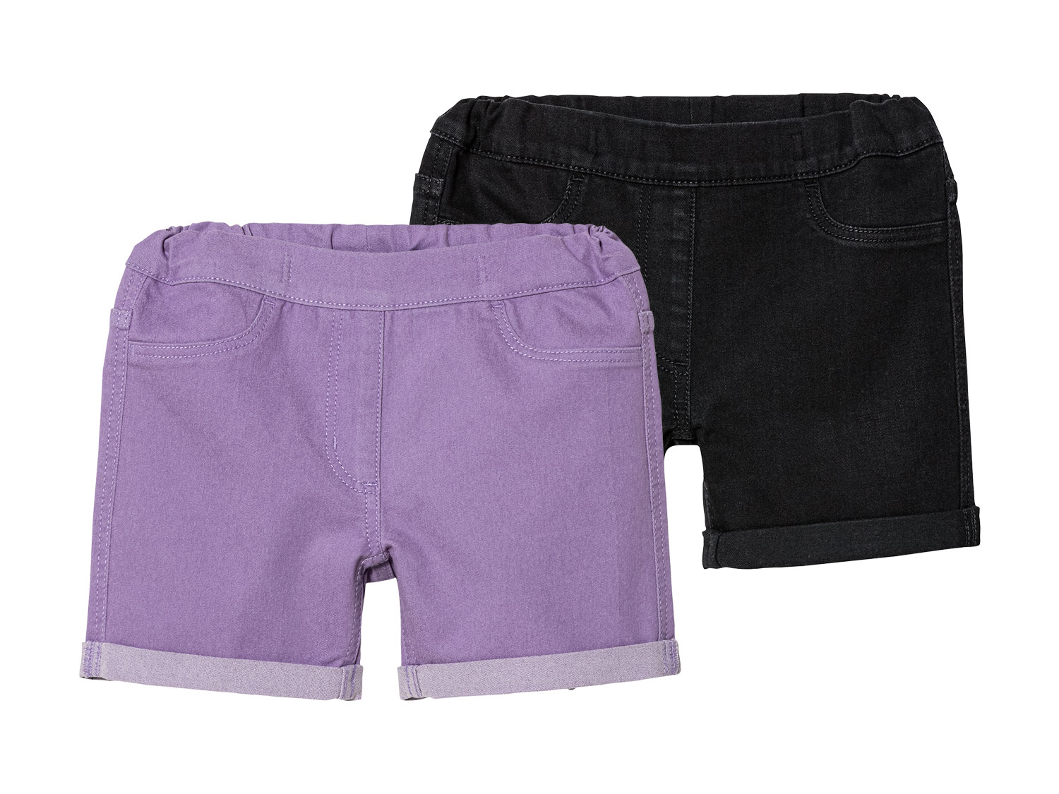 lupilu® Set de 2 short enfant (lilas/noir)