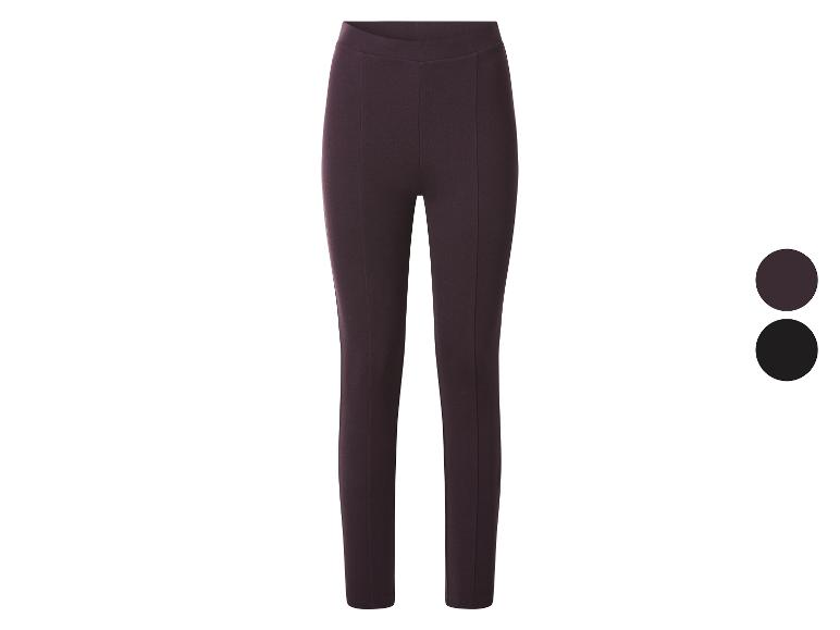 Pantalon femme violet foncé avec coutures avant et options de couleur.