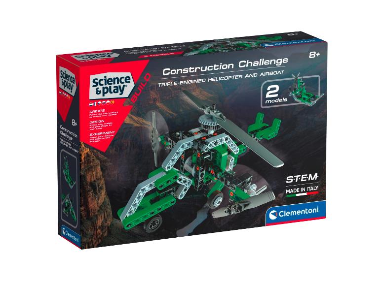 Kit Clementoni Science & Play : hélicoptère et aéroglisseur à construire.