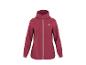 Veste polaire rouge à capuche pour femme avec fermeture éclair intégrale et tissu texturé.