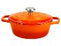Cocotte en fonte émaillée orange avec couvercle et bouton métallique