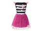 Robe Gabby's Dollhouse rayée noir et blanc avec jupe en tulle rose