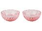 Deux jolis bols en verre rose, design à facettes.