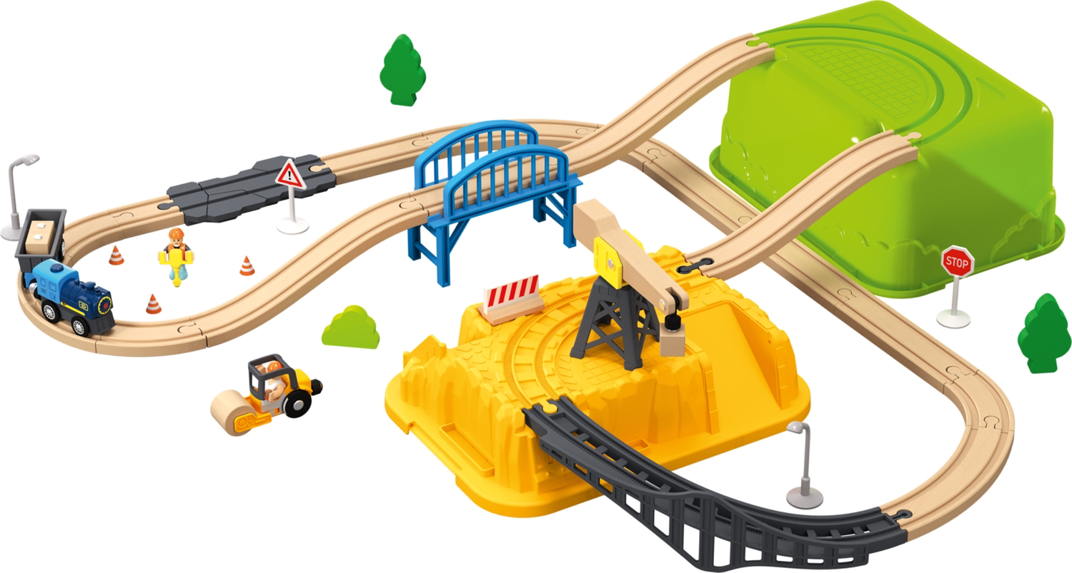 LUPILU® Set de train en bois, 42 pièces