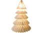 Lampe en papier illuminée en forme de sapin de Noël sur fond noir
