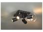 Plafonnier noir avec quatre spots orientables.