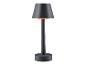 Une lampe de table grise avec un abat-jour rond