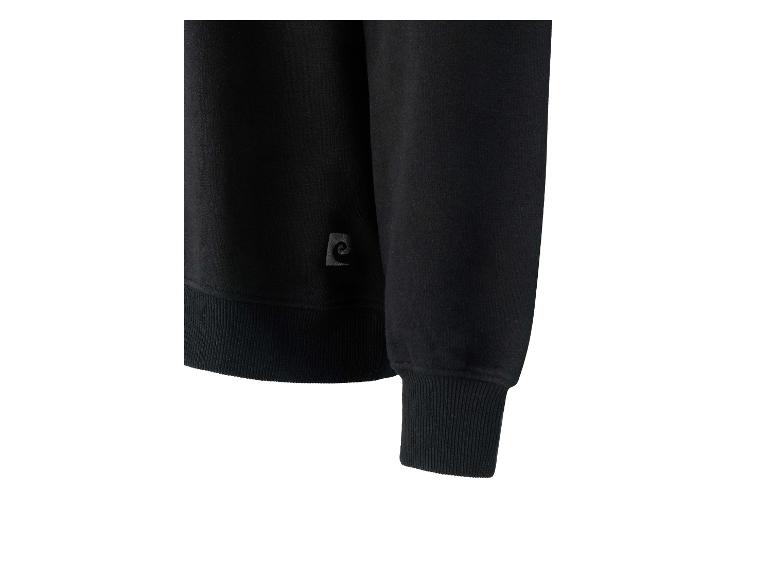Sweat-shirt noir avec poignets et ourlet côtelés, orné d'un petit logo brodé sur la poitrine.