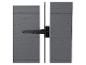 Panneau de clôture de jardin gris avec une charnière en T noire.