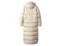 Longue doudoune beige à capuche, vue de dos