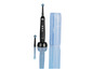 Une brosse à dents électrique Nevadent noire avec une tête de brosse de rechange et un chargeur.