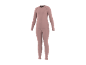 Ensemble haut thermique rose à manches longues et legging thermique assorti.