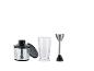 Ensemble d'accessoires pour mixeur plongeant: hachoir, verre doseur et pied mixeur.