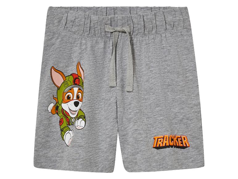 Shorts gris pour enfant, motif Tracker de Pat' Patrouille.