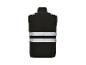 Gilet de travail noir avec bandes réfléchissantes, vue arrière.