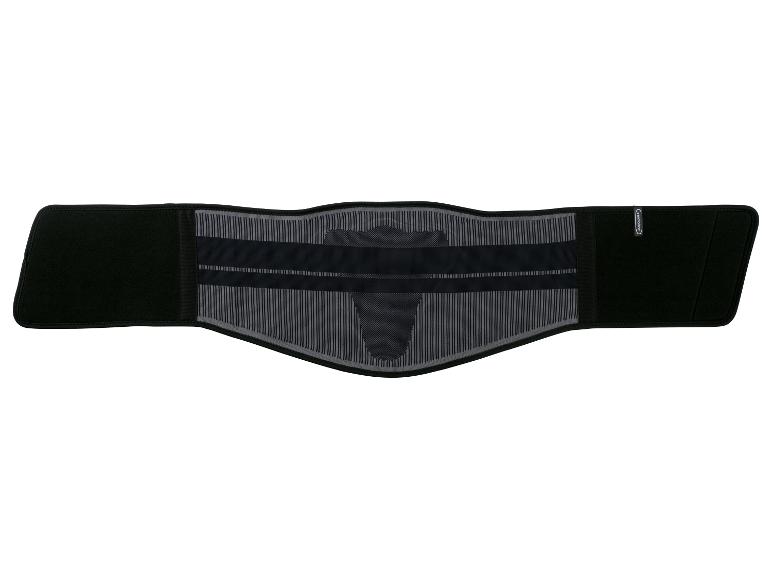 Ceinture de soutien lombaire noire et grise avec motif texturé.
