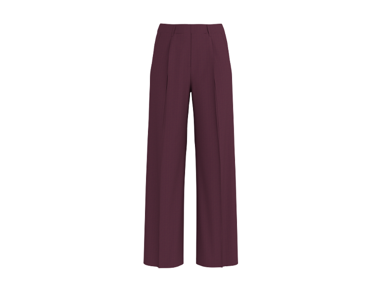 Pantalon large pour femme couleur prune avec plis