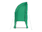 Serre portable verte avec façade ouverte sur fond noir