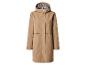 Imperméable beige pour femme avec capuche et doublure pied-de-poule.
