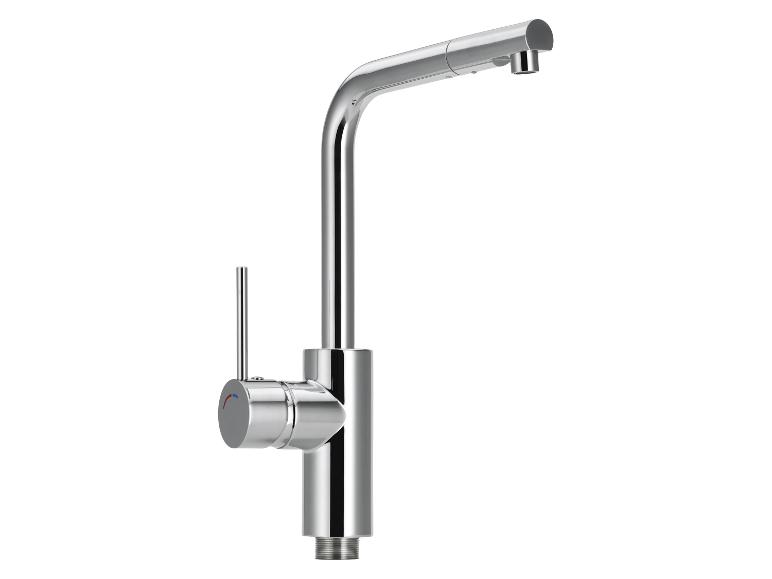 Robinet de cuisine chromé avec mitigeur monocommande et bec extractible