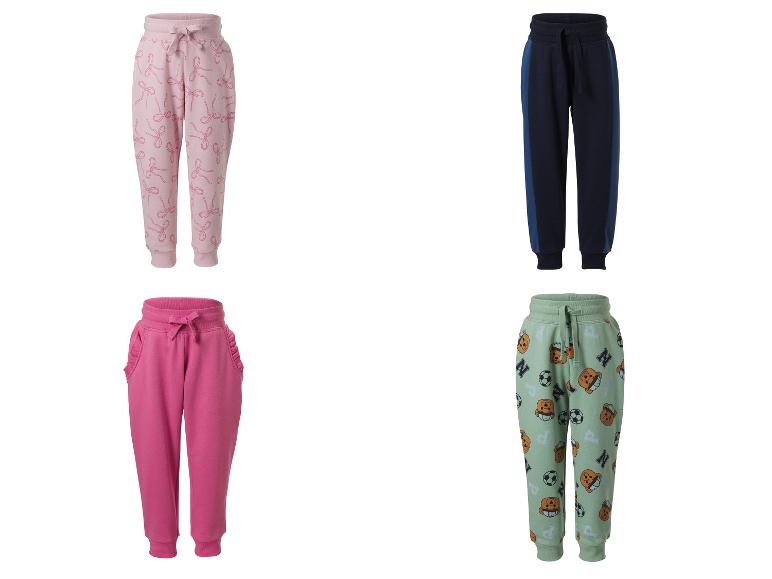 Pantalons de survêtement pour enfants : rose à nœuds, bleu marine, fuchsia et vert à ours et ballons.
