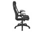 Chaise de bureau noire et blanche avec accoudoirs.