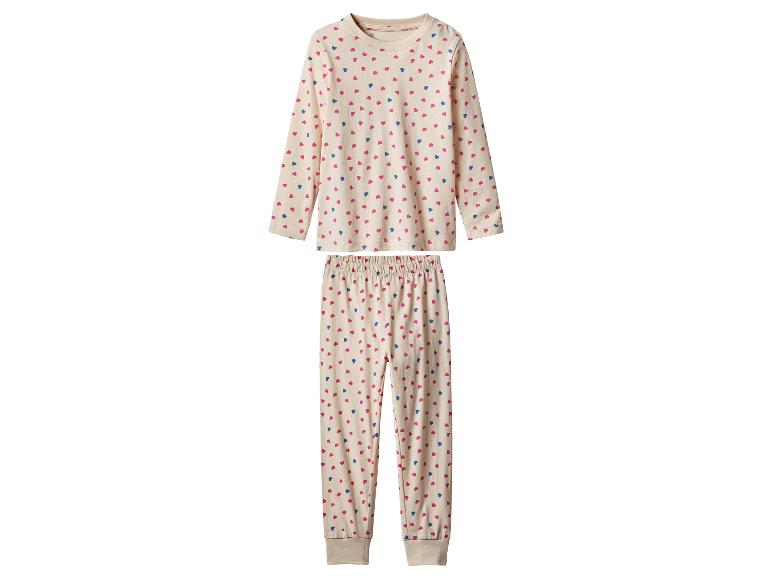 Pyjama enfant avec motif cœurs roses et bleus.