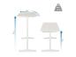 Table de bar blanche réglable en hauteur, 120x60 cm, charge maximale 80 kg.