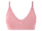 Un bralette rose avec de la dentelle.