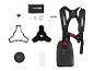 Accessoires de débroussailleuse Parkside : harnais, lames, bobine de fil et outils.