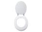 Une cuvette de toilette blanche avec un couvercle à fermeture douce.